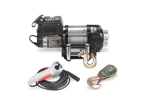 Cabrestante eléctrico Warrior Winches Ninja 12v 2500 lb - Potente, Servicio Pesado, Acero.