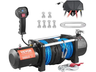 Cabrestante Eléctrico VEVOR 12V 3629kg con Mando a Distancia - Impermeable IP67