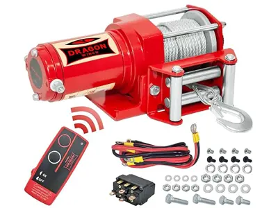 Cabrestante eléctrico Dragon Winch Maverick 2500 lbs 12V - Control Remoto - Accesorios incluidos.